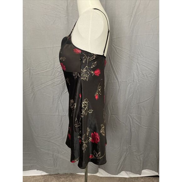 VTG 2 pc Slip Dress Kimono Robe Set M Black Floral Dark Romantic Whimsigoth - Picture 4 of 11